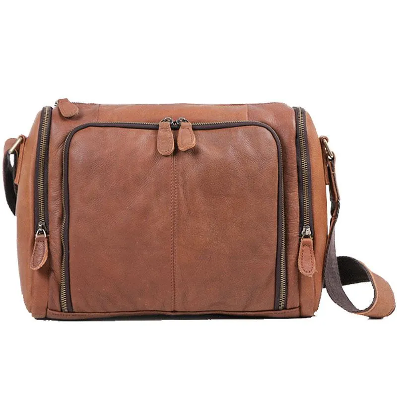 Cool Leather Brown Mens Messenger Bags Vintage Shoulder Bag  for Men