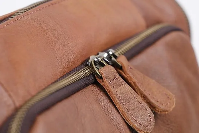 Cool Leather Brown Mens Messenger Bags Vintage Shoulder Bag  for Men