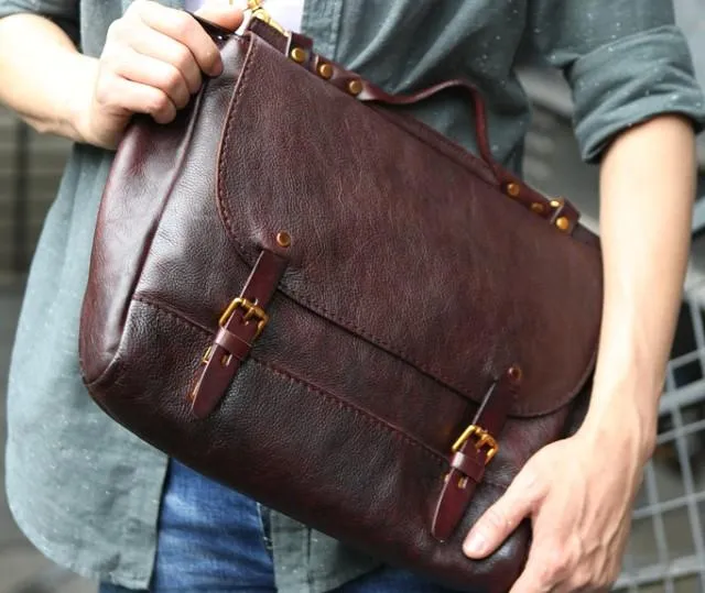 Cool Leather Mens Briefcase Messenger Bag Handbag Shoulder Bag for men