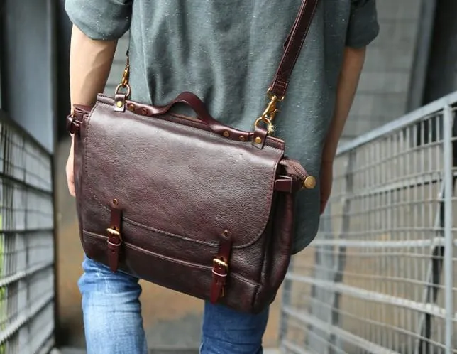 Cool Leather Mens Briefcase Messenger Bag Handbag Shoulder Bag for men