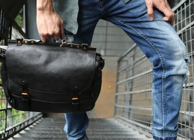 Cool Leather Mens Briefcase Messenger Bag Handbag Shoulder Bag for men