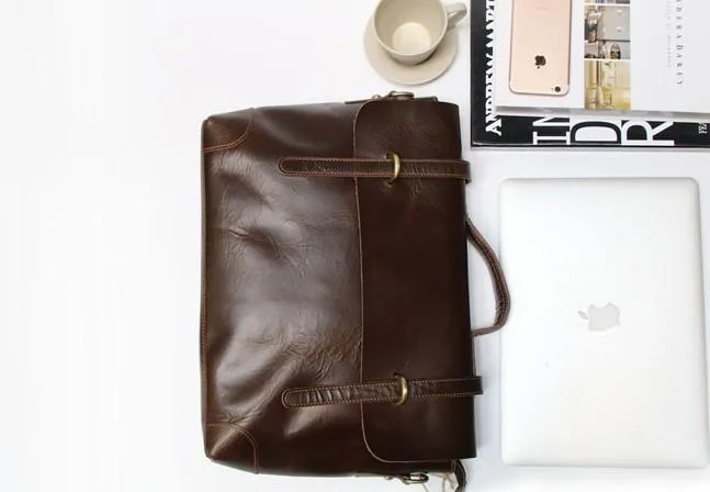 Cool Leather Mens Briefcase Messenger Bags Handbag Shoulder Bag for men