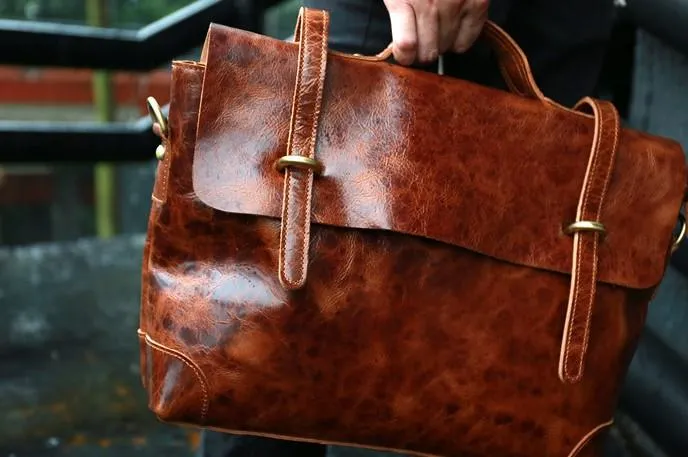 Cool Leather Mens Briefcase Messenger Bags Handbag Shoulder Bag for men