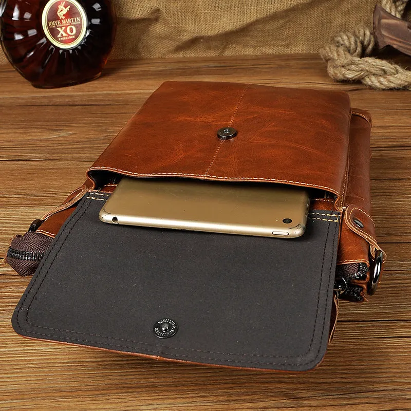 Cool Leather Mens Brown Messenger Bag Vintage Shoulder Bags For Men