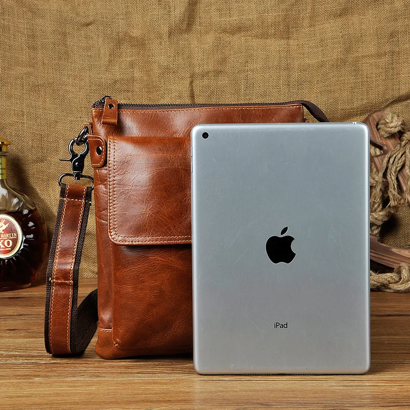 Cool Leather Mens Brown Messenger Bag Vintage Shoulder Bags For Men