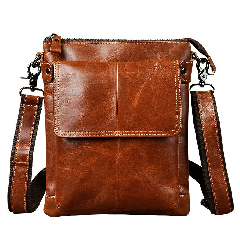 Cool Leather Mens Brown Messenger Bag Vintage Shoulder Bags For Men