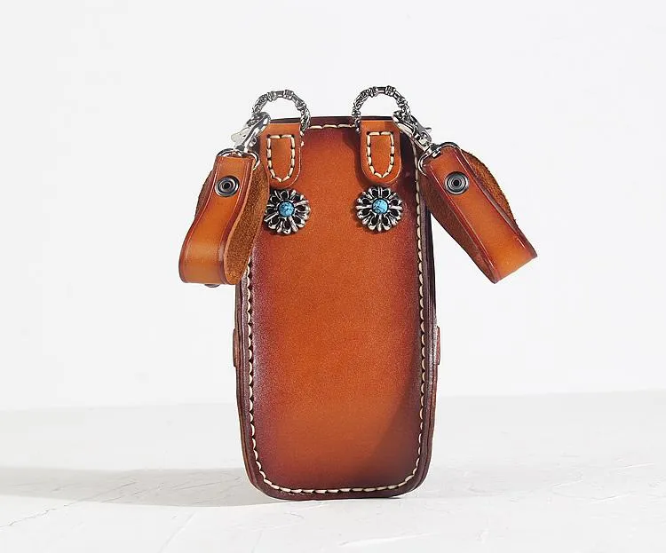 Cool Leather Mens Hairstylist Tool case barber pouch Waist Bag scissors case Black Scissors Bag for Men