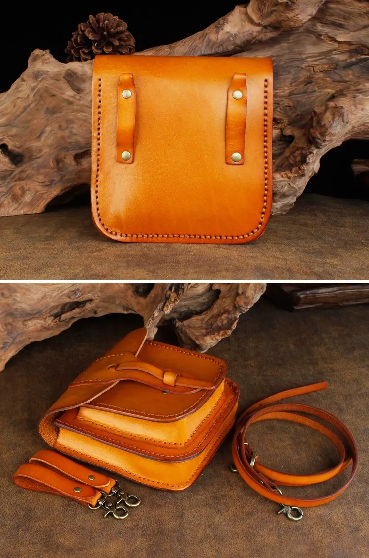 Cool Leather Mens large Biker Belt Pouch Waist Bag Side Bag Shoulder Bag for Men