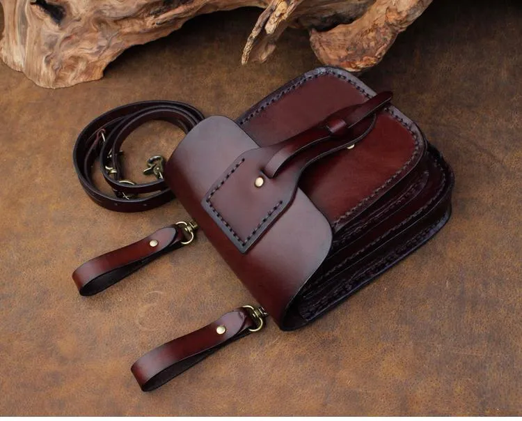 Cool Leather Mens large Biker Belt Pouch Waist Bag Side Bag Shoulder Bag for Men