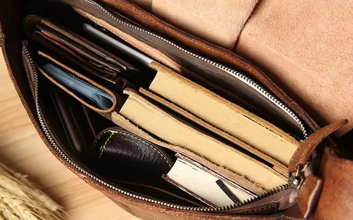 Cool Leather Mens Messenger Bag Shoulder Bags Vintage Crossbody Bag for Men