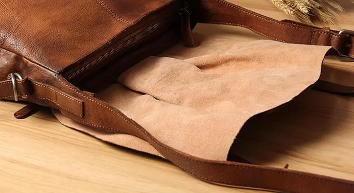 Cool Leather Mens Messenger Bag Shoulder Bags Vintage Crossbody Bag for Men