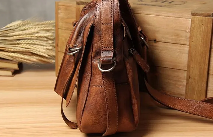 Cool Leather Mens Messenger Bag Shoulder Bags Vintage Crossbody Bag for Men