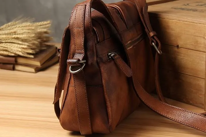 Cool Leather Mens Messenger Bag Shoulder Bags Vintage Crossbody Bag for Men