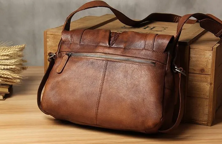 Cool Leather Mens Messenger Bag Shoulder Bags Vintage Crossbody Bag for Men