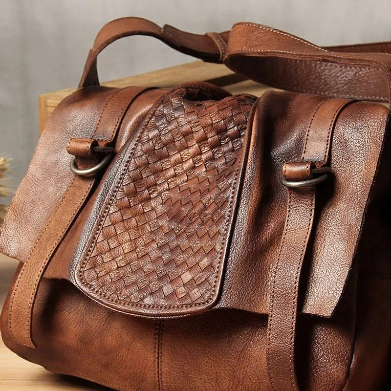 Cool Leather Mens Messenger Bag Shoulder Bags Vintage Crossbody Bag for Men