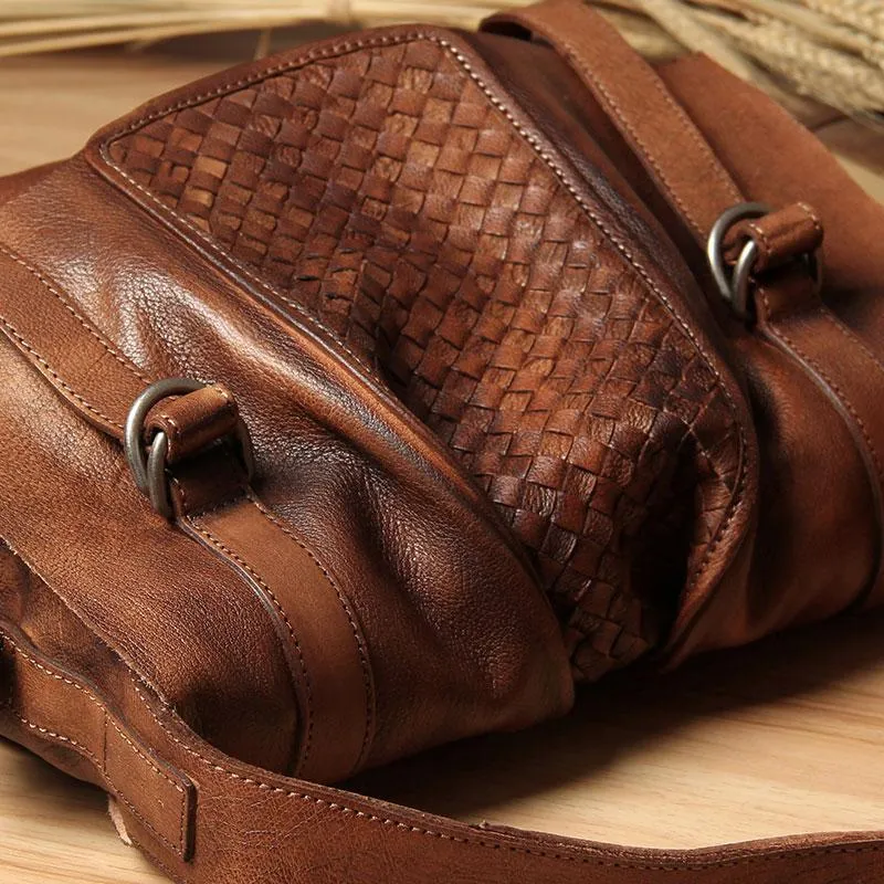 Cool Leather Mens Messenger Bag Shoulder Bags Vintage Crossbody Bag for Men