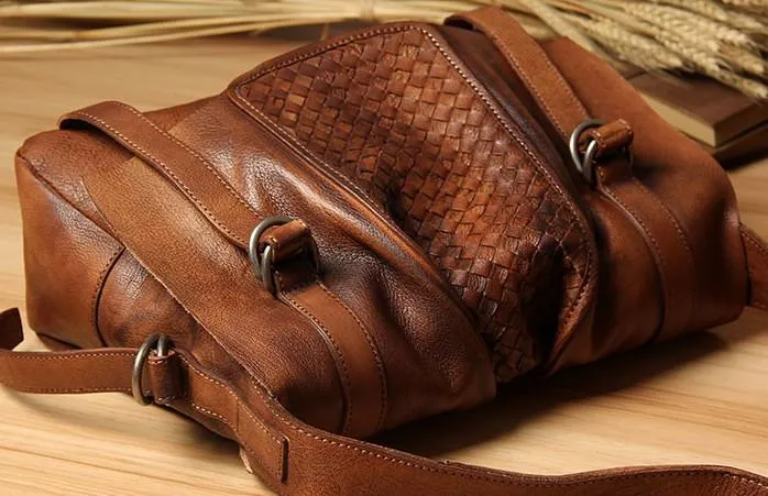 Cool Leather Mens Messenger Bag Shoulder Bags Vintage Crossbody Bag for Men