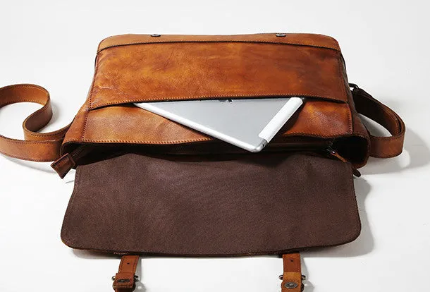 Cool Leather mens messenger bag Vintage shoulder bag laptop bag for Men