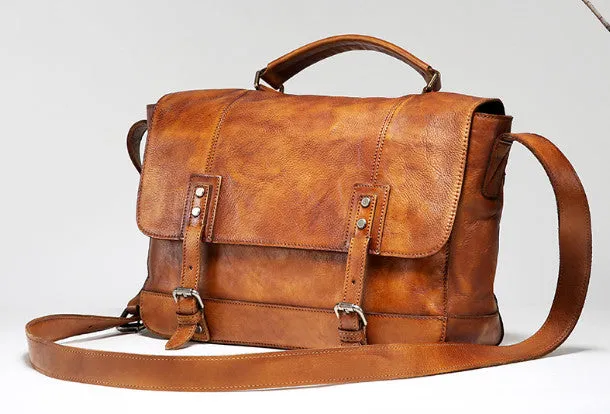 Cool Leather mens messenger bag Vintage shoulder bag laptop bag for Men