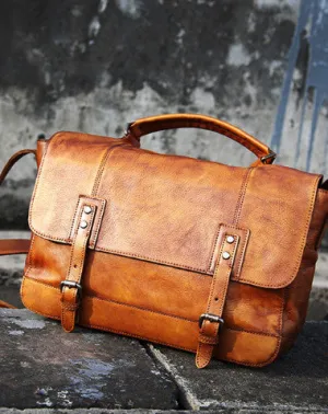 Cool Leather mens messenger bag Vintage shoulder bag laptop bag for Men