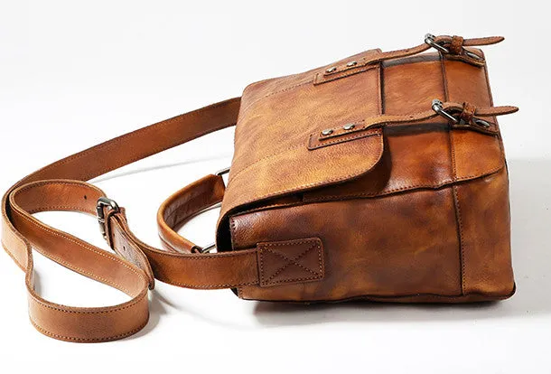 Cool Leather mens messenger bag Vintage shoulder bag laptop bag for Men