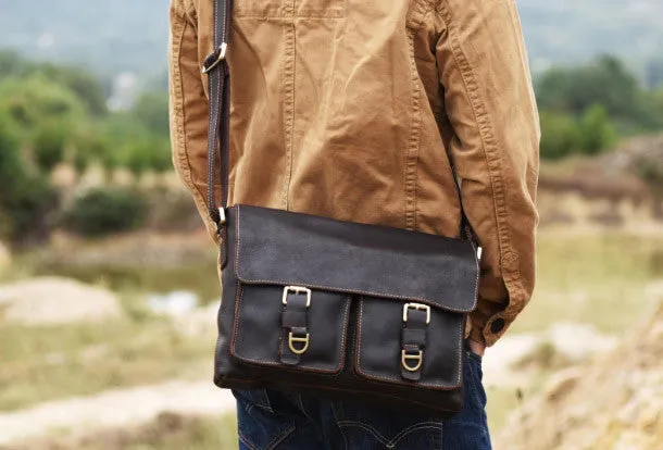 Cool leather mens messenger Bag Vintage shoulder bags vintage laptop bag