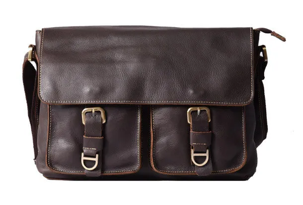Cool leather mens messenger Bag Vintage shoulder bags vintage laptop bag