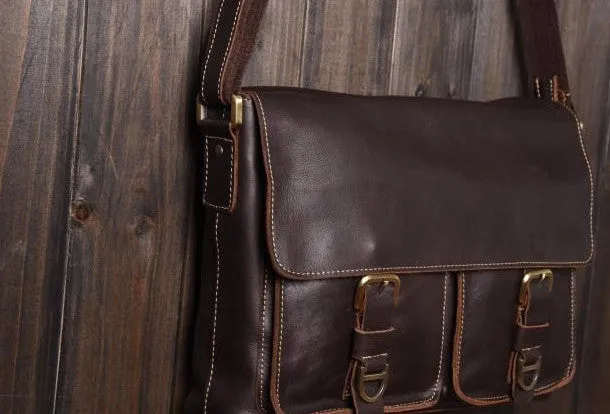 Cool leather mens messenger Bag Vintage shoulder bags vintage laptop bag