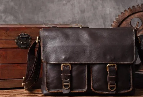 Cool leather mens messenger Bag Vintage shoulder bags vintage laptop bag