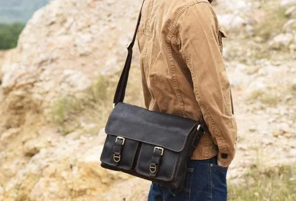 Cool leather mens messenger Bag Vintage shoulder bags vintage laptop bag