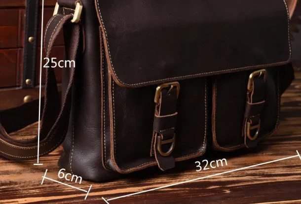 Cool leather mens messenger Bag Vintage shoulder bags vintage laptop bag