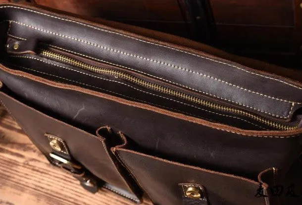 Cool leather mens messenger Bag Vintage shoulder bags vintage laptop bag