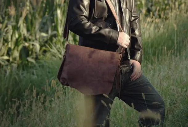 Cool leather mens messenger Bag Vintage Shoulder Laptop Bag for Men