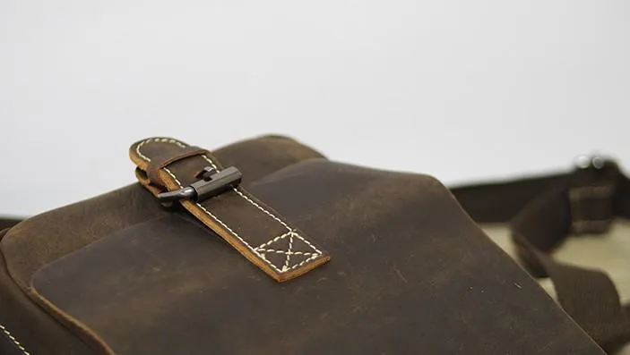 Cool Leather Mens Small Messenger Bag Side Bag Small Vintage Shoulder Bag for Men