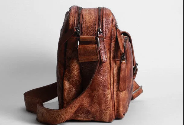 Cool leather mens Small messenger vintage shoulder bag for men
