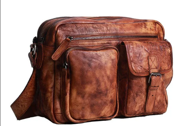Cool leather mens Small messenger vintage shoulder bag for men