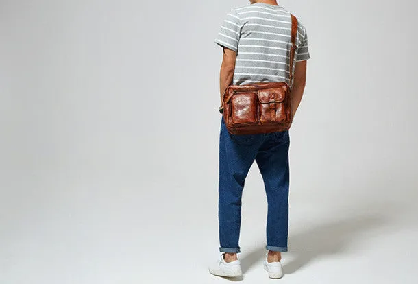 Cool leather mens Small messenger vintage shoulder bag for men
