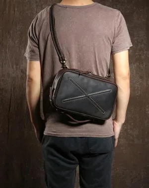 Cool Leather Mens  Small Shoulder Bag Messenger Bag Cycling Bag for men