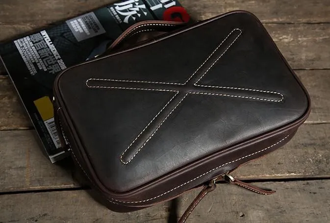 Cool Leather Mens  Small Shoulder Bag Messenger Bag Cycling Bag for men