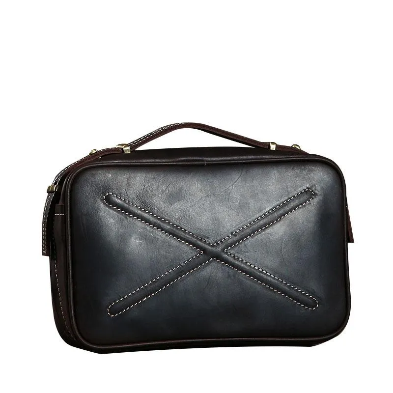 Cool Leather Mens  Small Shoulder Bag Messenger Bag Cycling Bag for men