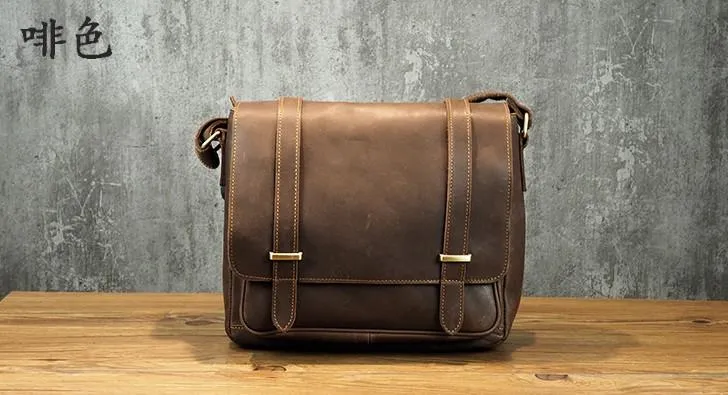 Cool Leather Mens Small Side Bag Small Shoulder Bag Messenger Bag for Men
