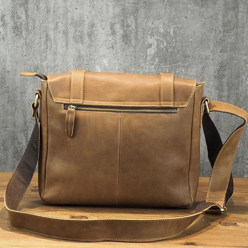 Cool Leather Mens Small Side Bag Small Shoulder Bag Messenger Bag for Men