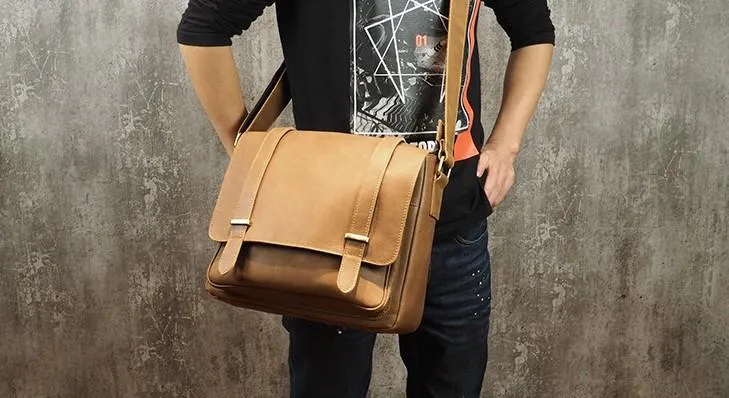 Cool Leather Mens Small Side Bag Small Shoulder Bag Messenger Bag for Men