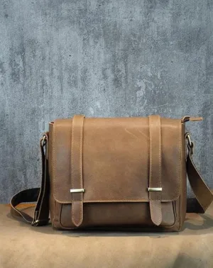Cool Leather Mens Small Side Bag Small Shoulder Bag Messenger Bag for Men