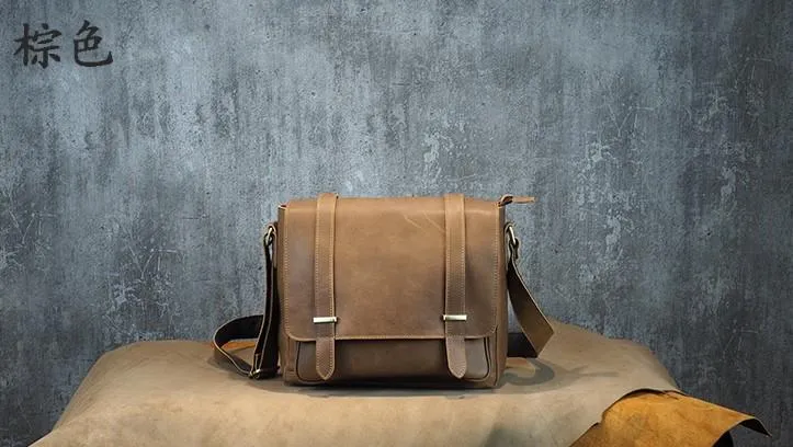 Cool Leather Mens Small Side Bag Small Shoulder Bag Messenger Bag for Men