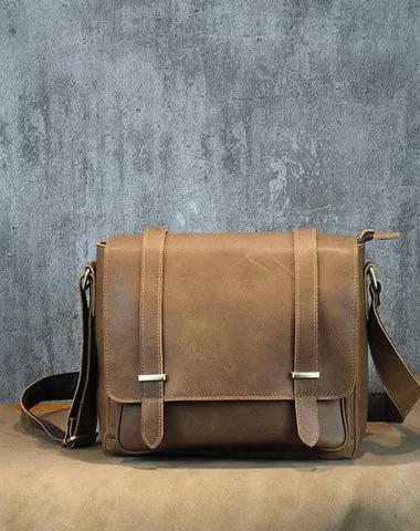 Cool Leather Mens Small Side Bag Small Shoulder Bag Messenger Bag for Men