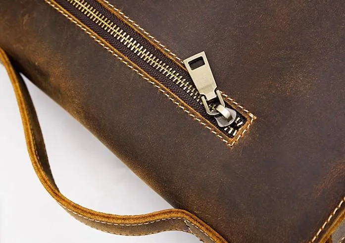 Cool Leather Mens Vintage Brown Small Side Bag Messenger Bag Shoulder Bag for Men