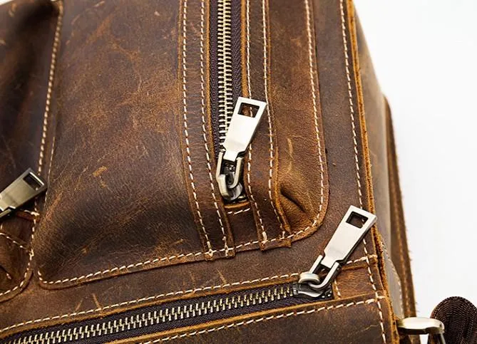Cool Leather Mens Vintage Brown Small Side Bag Messenger Bag Shoulder Bag for Men