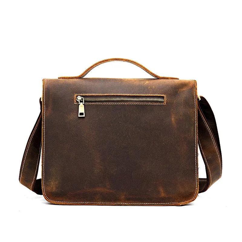Cool Leather Mens Vintage Brown Small Side Bag Messenger Bag Shoulder Bag for Men
