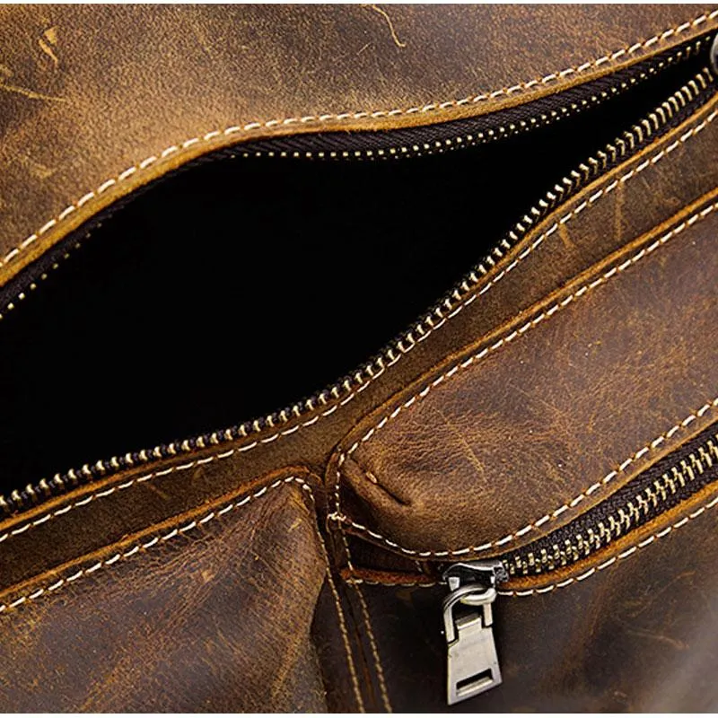 Cool Leather Mens Vintage Brown Small Side Bag Messenger Bag Shoulder Bag for Men